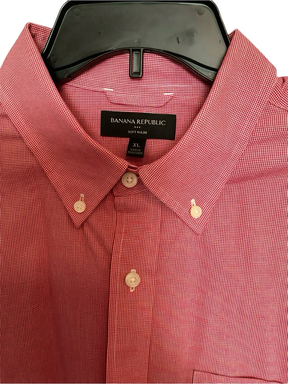 NWT Banana Republic XL Men’s Soft Wash Button Down Lg Sleeve Red Casual Office